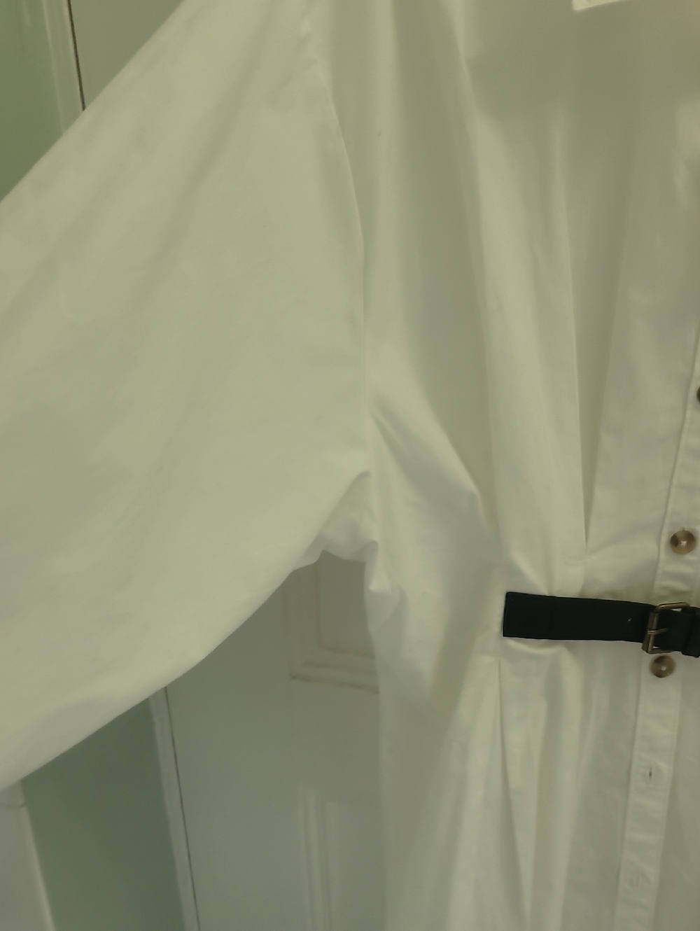 NWT By Anthropologie Belted Buttondown Shirt Women's Size 8 White Cotton Peplum - Picture 10 of 13